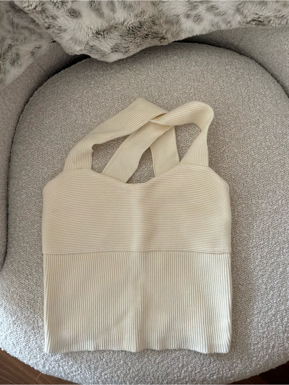 Ribbed double lined cross back top